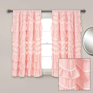 Kemmy Peachy Pink PomPom 52 in. W x 63 in. L Curtain Single Panel