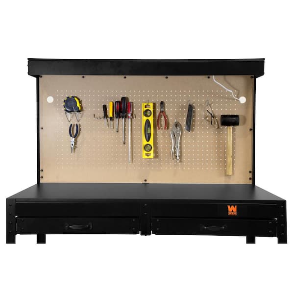 48 Heavy-Duty Steel Workbench with LED Light Bar & Power Outlet