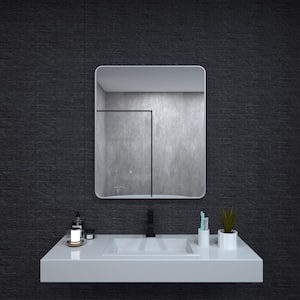 30 in. W x 36 in. H Rectangular Framed Wall Bathroom Vanity Mirror in Gun Grey
