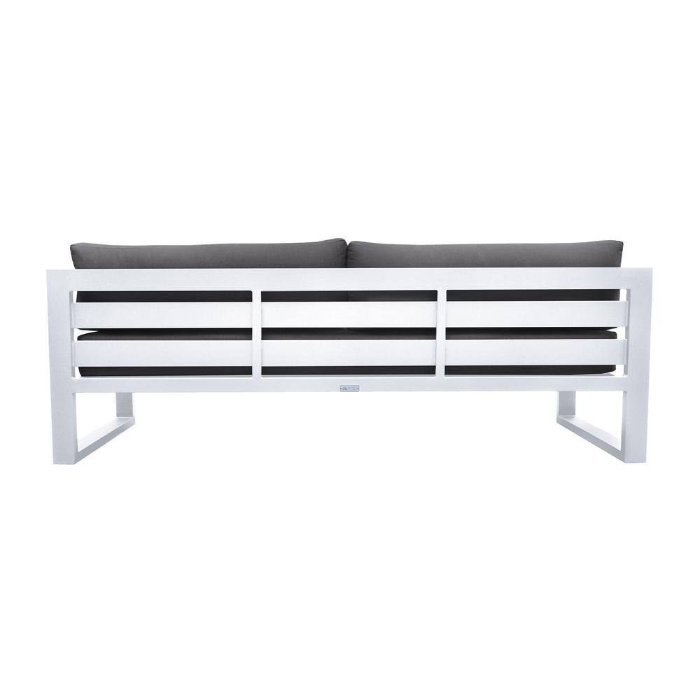 Aelani White Aluminum Outdoor Sofa with Dark Gray Cushions