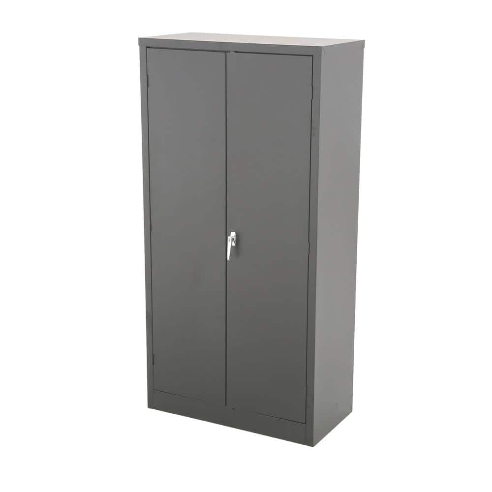 Black Steel Freestanding Lockable Office Cabinet with Adjustable Shelving