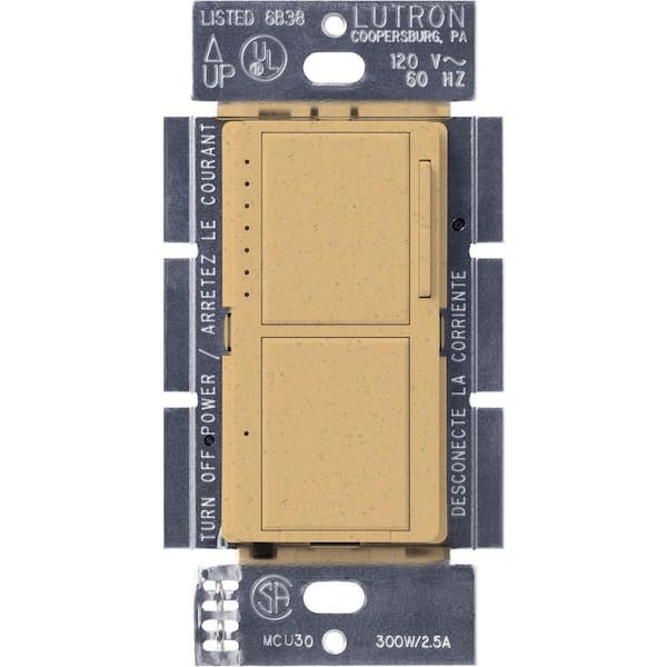 Lutron Maestro Dual Dimmer and Switch, For Incandescent Bulbs Only, 300-Watt/Single-Pole, Goldstone (MA-L3S25-GS)