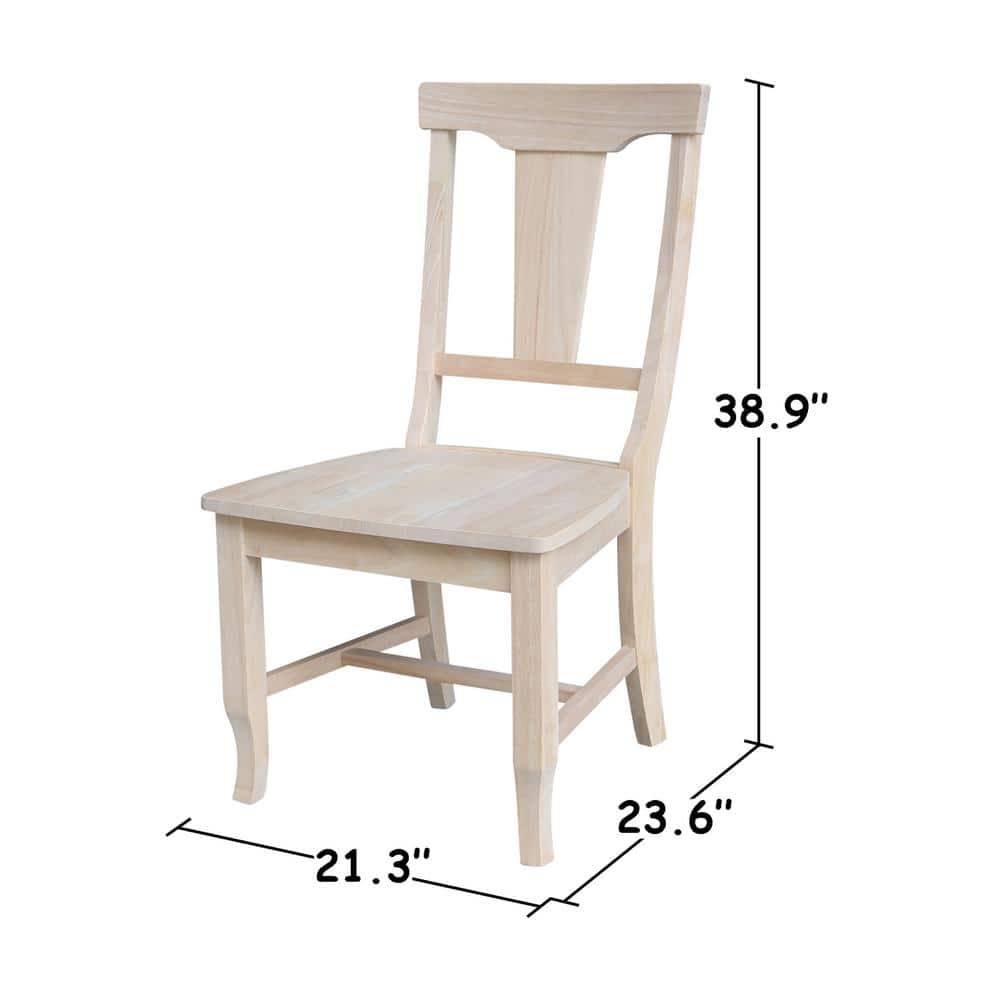 Set of 2 Unfinished Solid Wood Panel Back Dining Chairs
