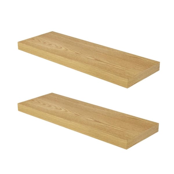 24"W x 7.9"D x 1.5"H Floating Shelves for Wall Oak Shelves Set of 2,Floating Shelf with Invisible Brackets