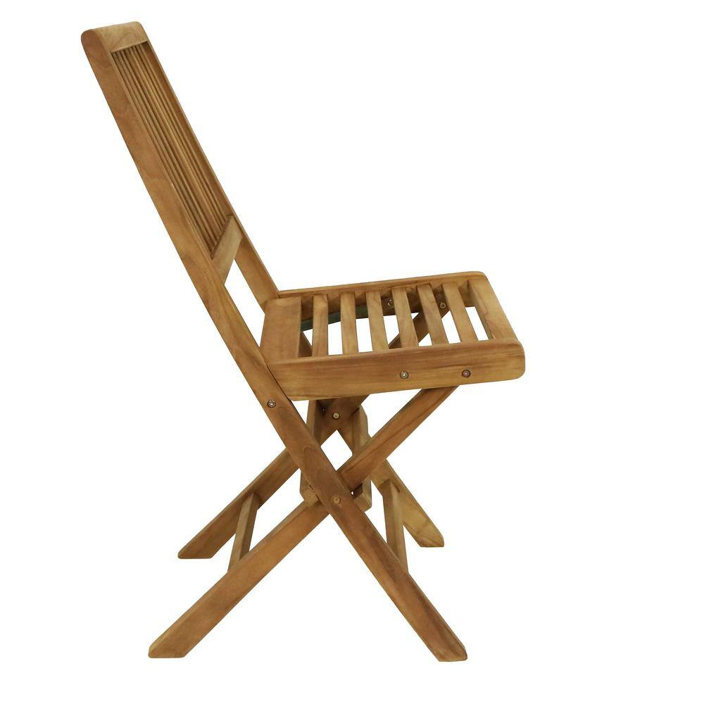 Sunnydaze Light Brown Teak Folding Outdoor Dining Chairs - Set of 2