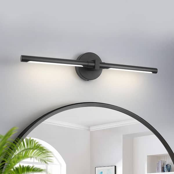 24 in. Modern Matte Black LED Vanity Light, 11W 4000K Wall Mount Bathroom Mirror Light Fixture for Bathroom, Hallway