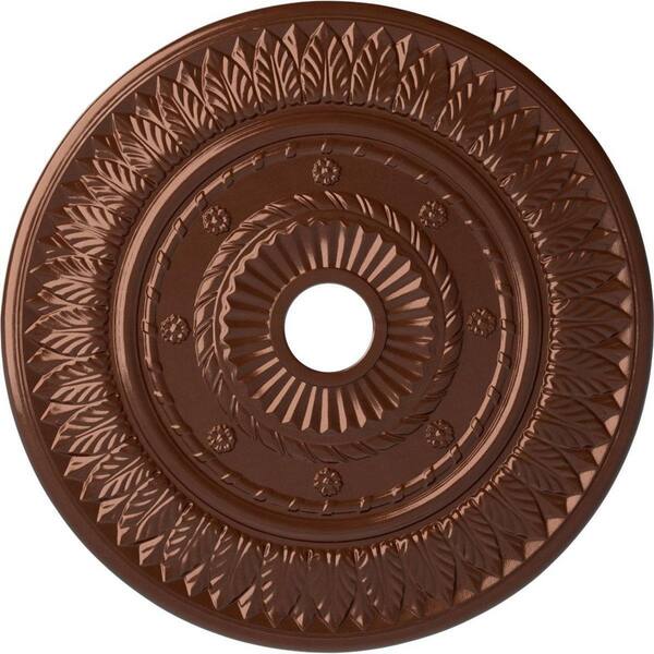 Ekena Millwork 1-1/8 in. x 26-3/4 in. x 26-3/4 in. Polyurethane Leaf Ceiling Medallion, Copper Penny