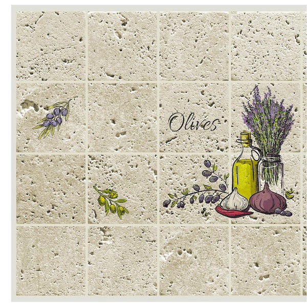 Dundee Deco 3D Falkirk Retro III 36 in. x 24 in. Purple Yellow Faux Brick PVC Decorative Wall Paneling