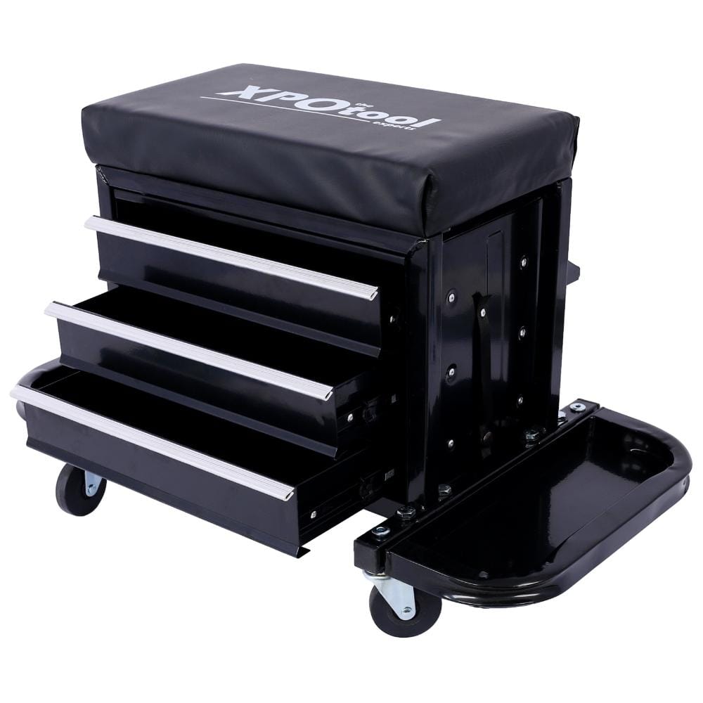 350 lbs Black Garage Glider Rolling Tool Chest Seat with Storage and Swivel Casters price history on PriceWatchPro