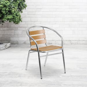Stackable Metal Bistro Outdoor Dining Chair in Aluminum (Set of 4)