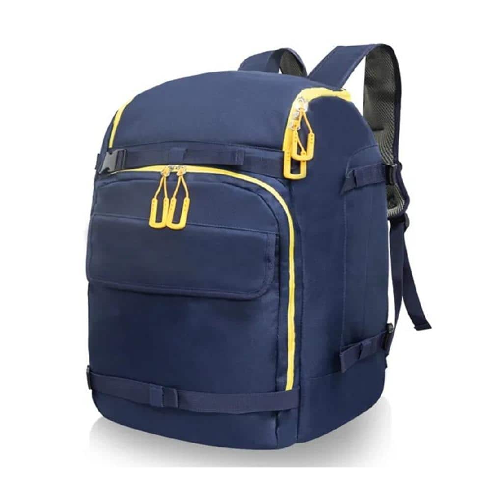19.7 in. Blue Ski Backpack with Adjustable Straps, Waterproof and Compartments for Helmets, Goggles, Boots and Gear