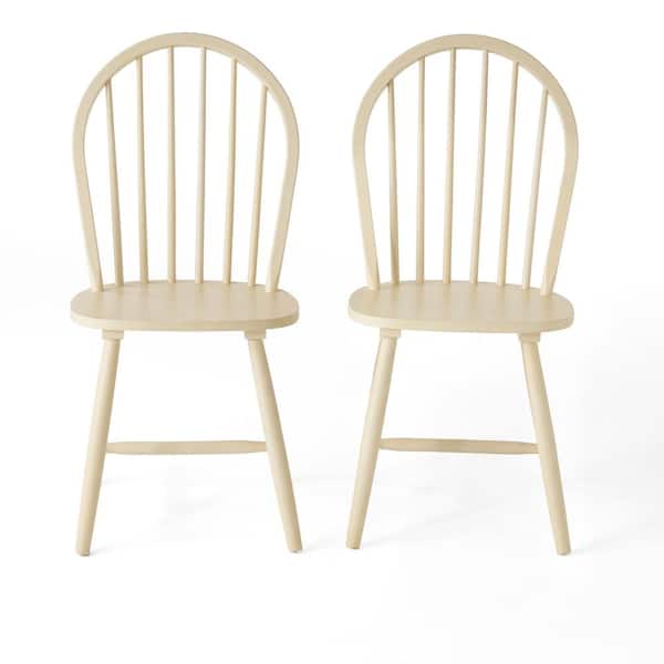 Noble House Countryside Antique White Wood High Back Spindle Dining Chairs (Set of 2)