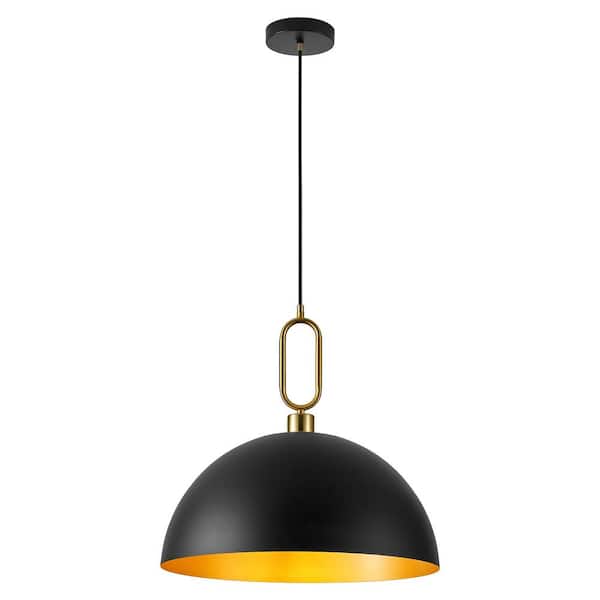 60 -Watt 1-Light Black Industrial Pendant Light with Metal Shade