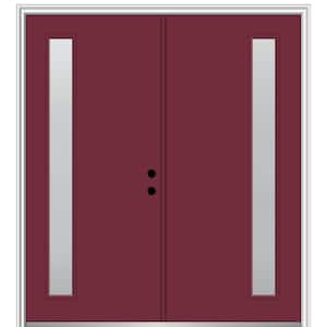 64 in. x 80 in. Viola Left Hand Inswing 1-Lite Frosted Painted Fiberglass Smooth Prehung Front Door on 4-9/16 in. Frame