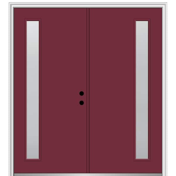 MMI DOOR 64 in. x 80 in. Viola Left Hand Inswing 1-Lite Frosted Painted Fiberglass Smooth Prehung Front Door on 4-9/16 in. Frame