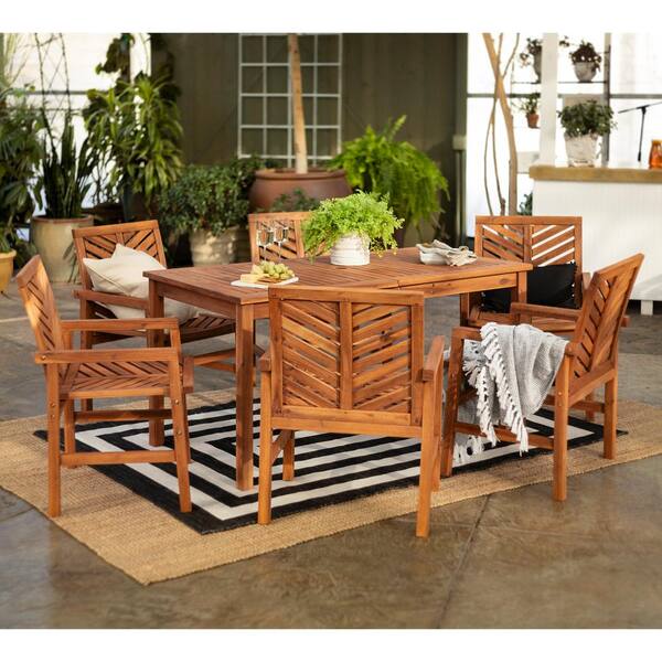 7 Piece Wood Outdoor Patio Dining Set, Outdoor Furniture Company