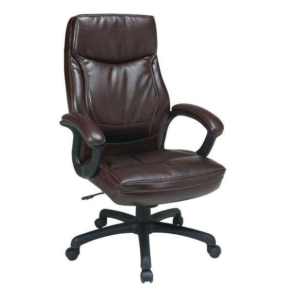 Office Star Products Mocha Eco Leather High Back Executive Office Chair