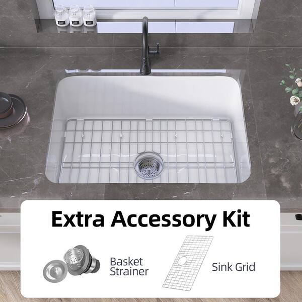 NTQ 27 in. Drop In Sink White Single Bowl Kitchen Sink