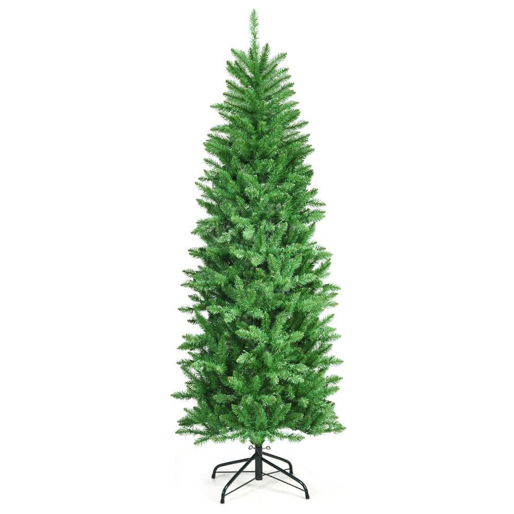 ANGELES HOME 6 ft. Green PreLit LED Fir Pencil Artificial Christmas Tree with 150 Warm White UL