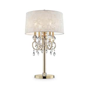 32.5 in. Gold Aurora Barocco Shade Crystal Table Lamp