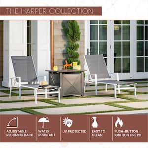 Harper 3-Piece Aluminum Sling Outdoor Chaise Lounges
