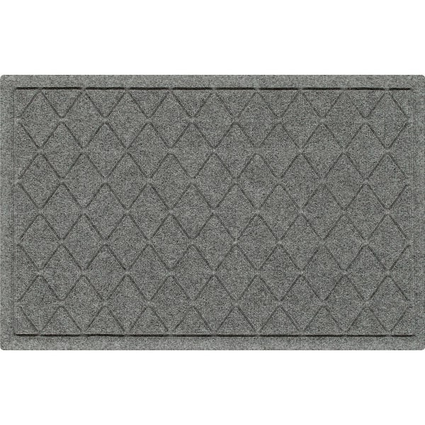 Bungalow Flooring Waterhog Argyle Medium Gray 23 in. x 35 in. PET Polyester Indoor Outdoor Door Mat