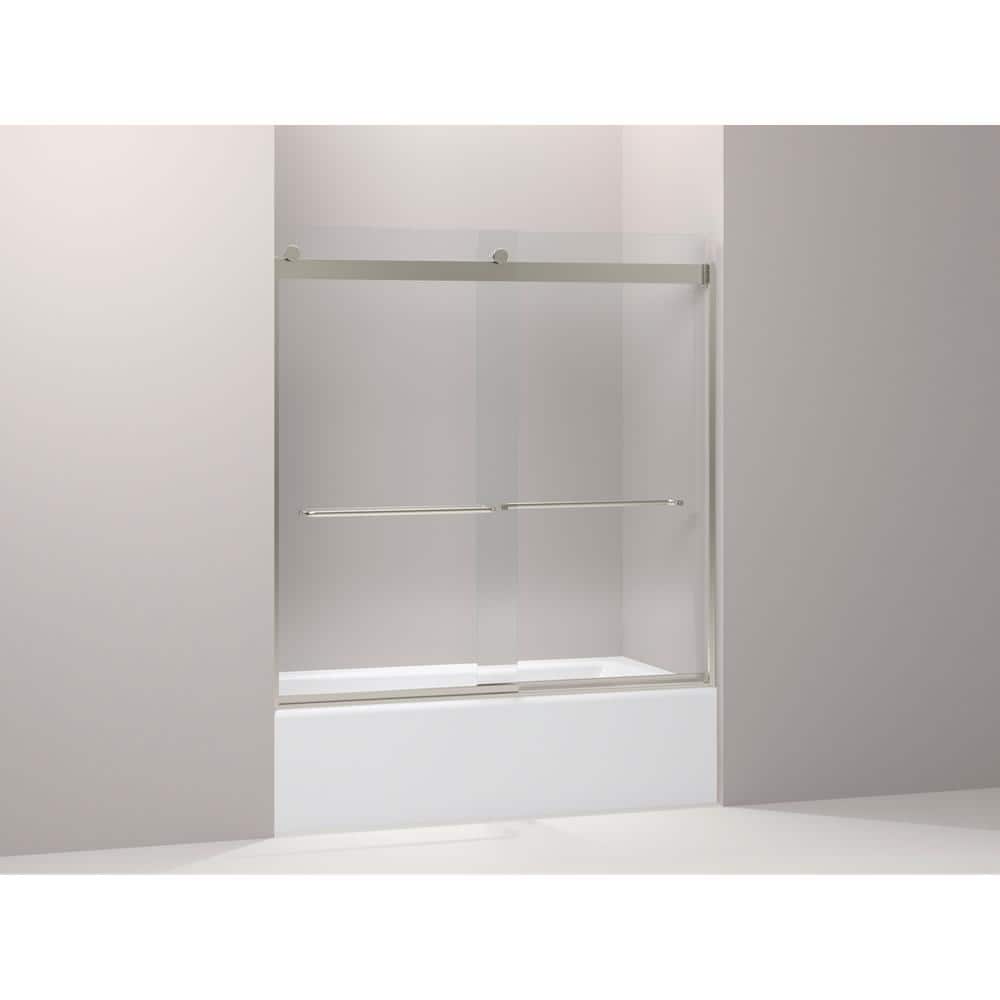 Levity 60" Nickel Frameless Sliding Tub Door with Clear Glass