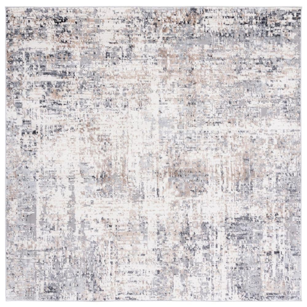 Shivan 5 ft. x 5 ft. Ivory/Gray Distressed Marle Square Area Rug price history on PriceWatchPro