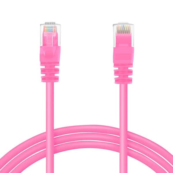 GearIt 14 ft. Cat6 RJ45 Ethernet Computer LAN Network Patch Cable - Pink (24-Pack)