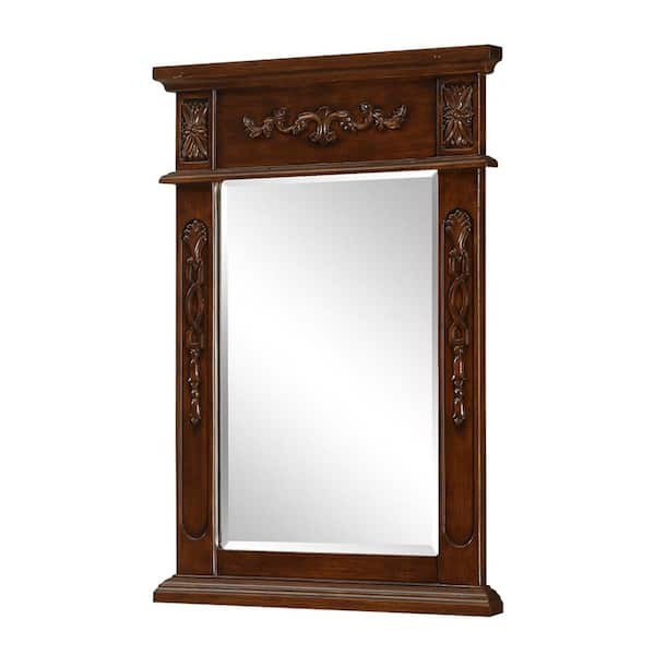 Unbranded Timeless Home 22 in. W x 28 in. H x Traditional Wood Framed Rectangle Brown Mirror