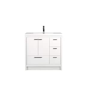 Grace 42 in. W x 20 in. D x 36 in. H Bathroom Vanity in White with White Acrylic Vanity Top with White Sink