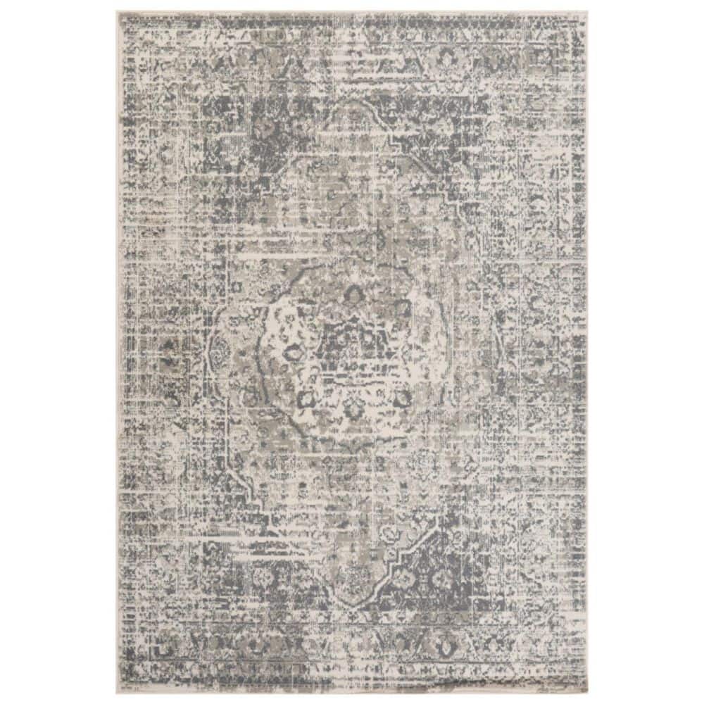 HomeRoots 5 ft. x 8 ft. Gray And Ivory Medallion Area Rug 2000531725 ...