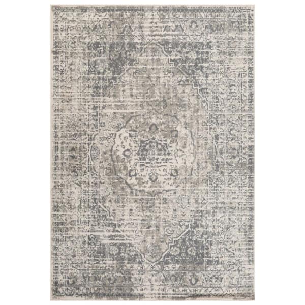 5 ft. x 8 ft. Gray And Ivory Medallion Area Rug