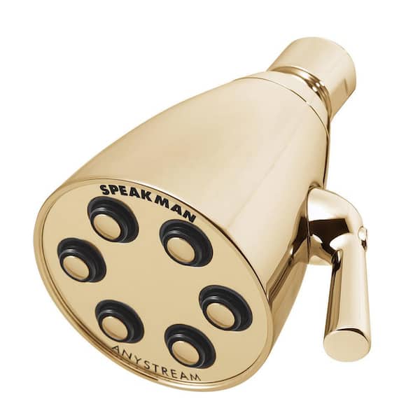 Speakman 3-Spray 2.8 in. Single Wall Mount Fixed Adjustable Shower Head in Polished Brass