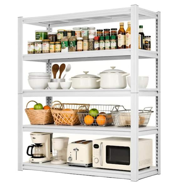 5-Shelf Steel Heavy Duty Garage Kitchen Pantry Storage Shelving Unit in White (47.2 in. W x 72 in. H x 17.7 in. D)