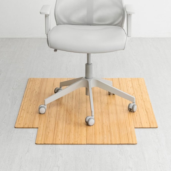 Anji Mountain Standard 5 mm Natural Light Brown 36 in. x 48 in. Bamboo Roll-Up Office Chair Mat with Lip