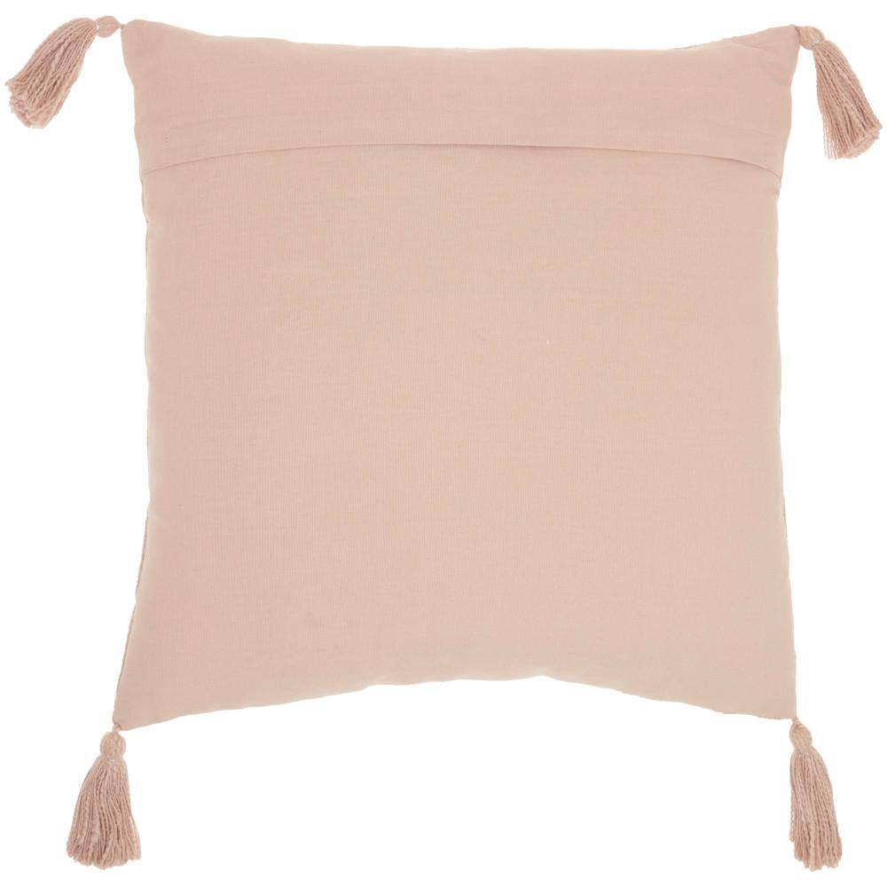 Blush Pink Embroidered Cotton 20" Square Throw Pillow Set