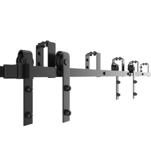 6 ft./72 in. Powder Coated Black Heavy-Duty Bypass Double Door Sliding Barn Door Hardware Classic Design Roller