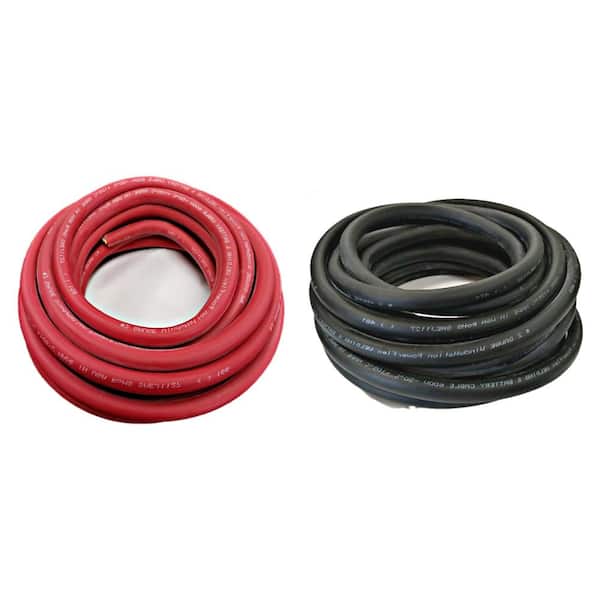 WindyNation 1-0 Gauge 10 ft. Black/10 ft. Red Welding Cable (1-Pair)