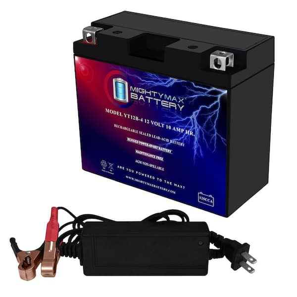 MIGHTY MAX BATTERY YT12B-4 Replacement Battery Compatible with Yamaha GS GT12B-4 Plus 12-Volt 2Amp Charger