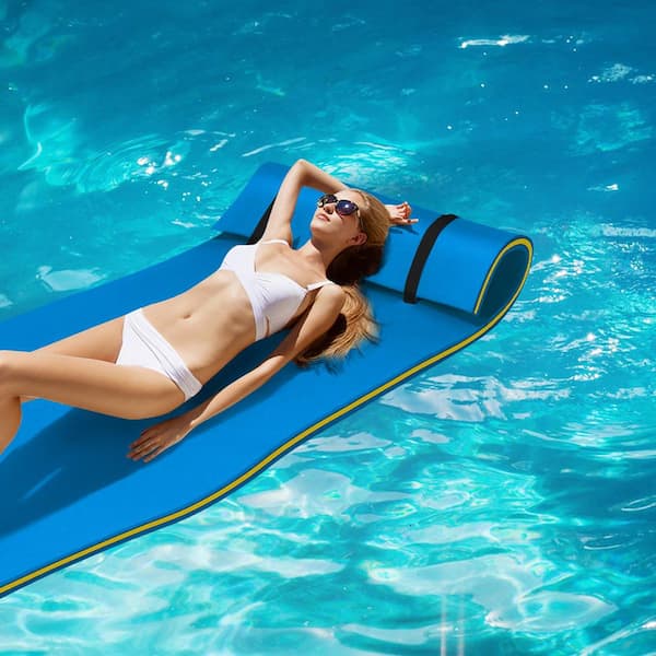 3-Layer Tear-proof Water Mat Floating Pad Island Water Sports Relaxing Blue