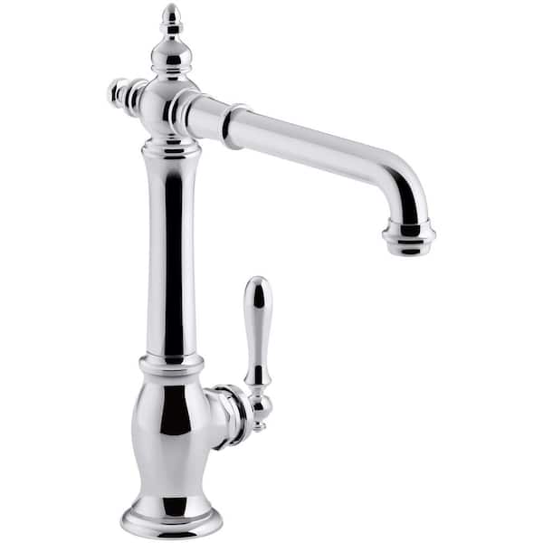 KOHLER Artifacts Single-Handle Standard Kitchen Faucet with Victorian Spout Design in Polished Chrome