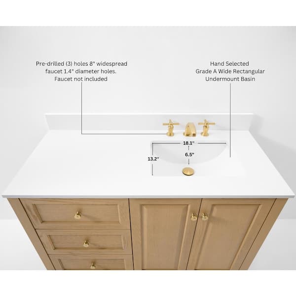 Ancerre Designs Hannah 42 in. W Right Offset Bath Vanity in Oak