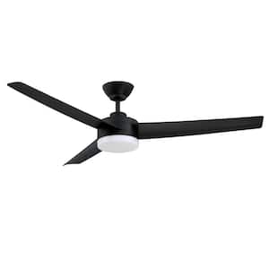 CAPRION 52 in. Integrated LED Indoor Black Ceiling Fan with White Polycarbonate (PC) Plastic Shade