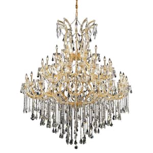 Timeless Home 60 in. L x 60 in. W x 72 in. H 49-Light Gold Transitional Chandelier with Clear Crystal