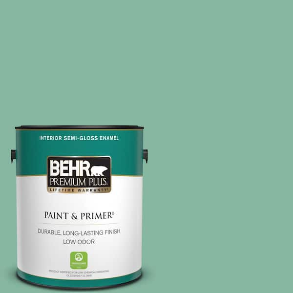 BEHR PREMIUM PLUS 1 gal. #480D-4 Indian Ocean Semi-Gloss Enamel Low Odor Interior Paint & Primer