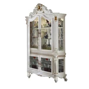 Picardy Antique Pearl Curio Cabinet with Glass Door and Lighting