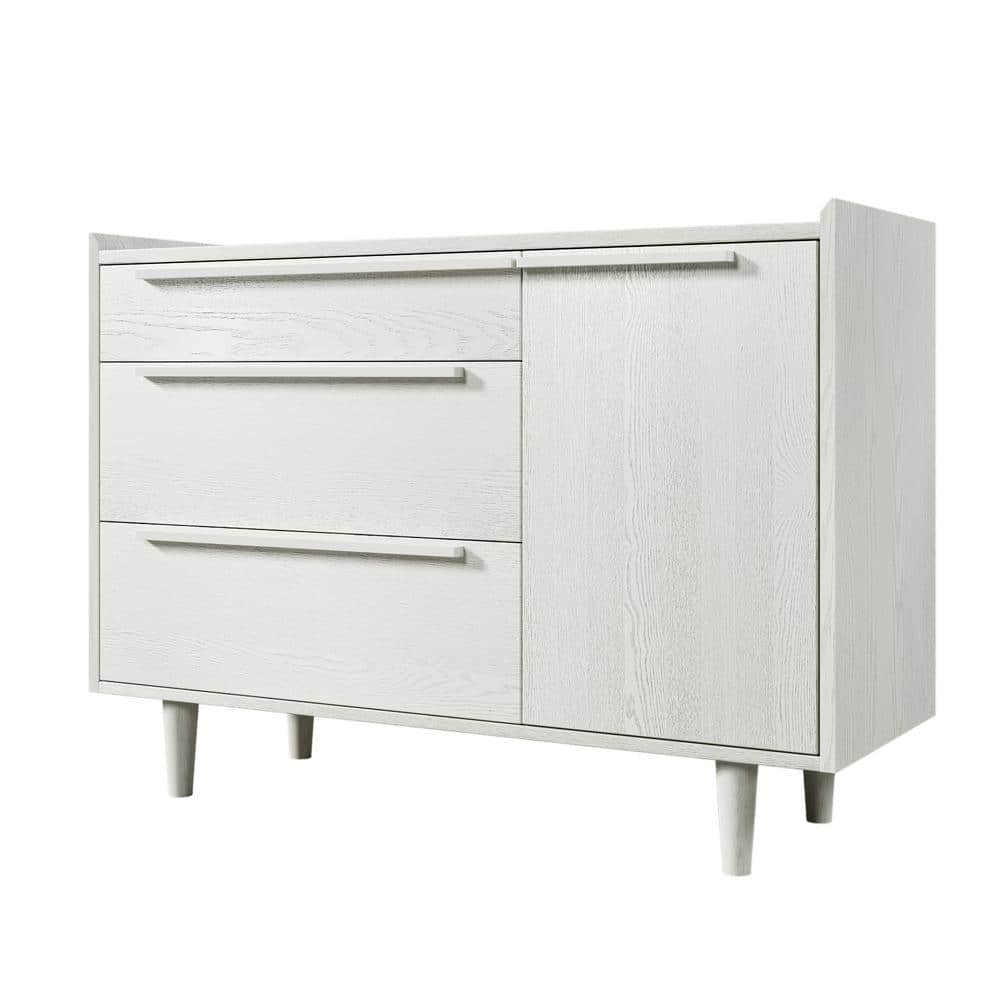 45.3 in. W x 16.9 in. D x 32.7 in. H White Wood Linen Cabinet with 3 Drawer