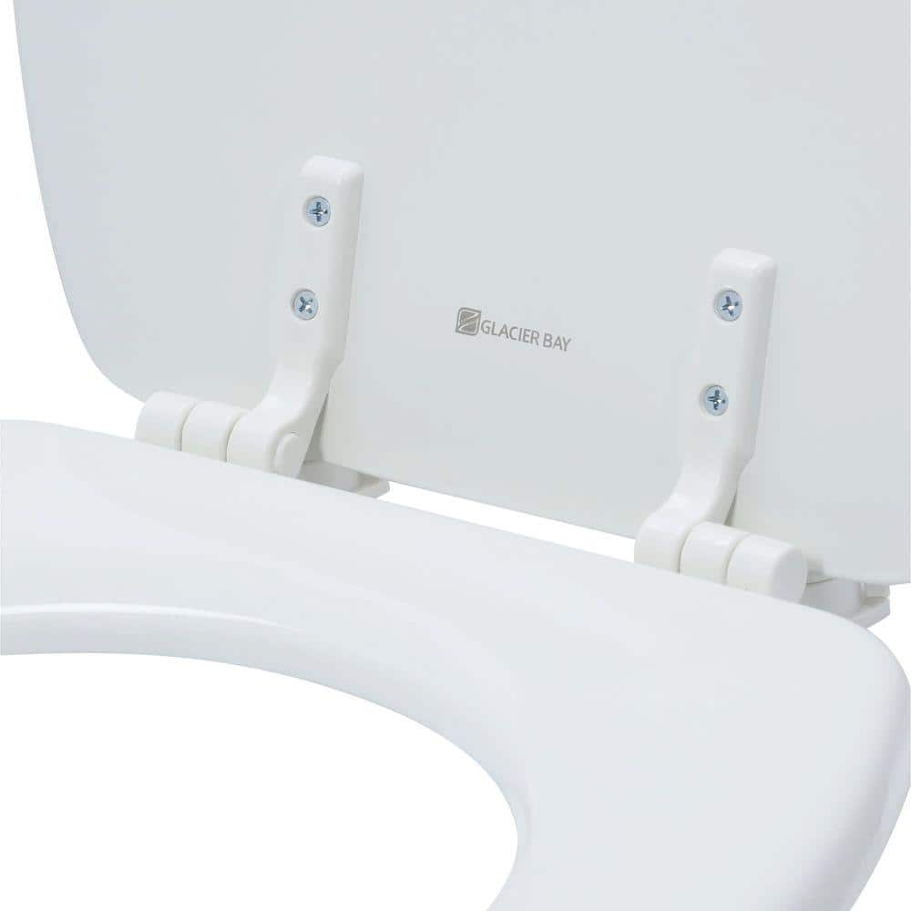 White Elongated Molded Wood Toilet Seat with Lift-Off Hinges