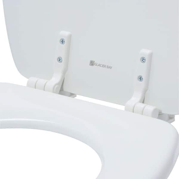 Elongated Enameled Wood Closed Front Toilet Seat in White Removes for Easy Cleaning